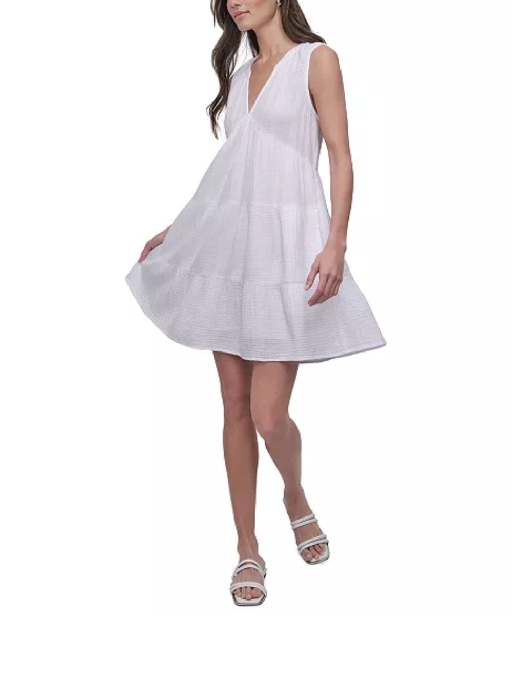 NWT DKNY Jeans White Tiered Cotton Mini Dress - Size XXS